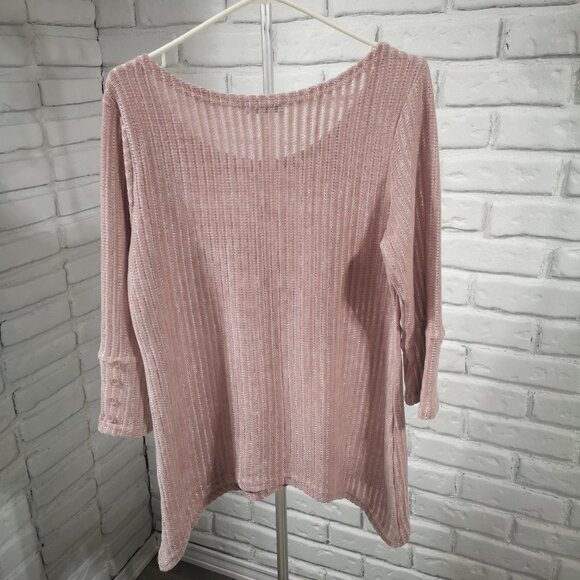 Kleio Ladies Size Medium Dusty Rose 3/4 Length Sleeve Boatneck Sweater - Picture 2 of 9